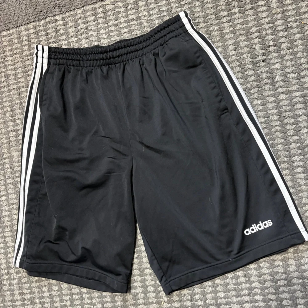 Adidas Men's Black Athletic‎ Shorts with White Stripes